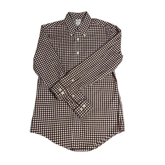 Brooks‎ Brothers Long Sleeve Dress Shirt Non Iron Purple Gingham Size Small - Picture 8 of 8
